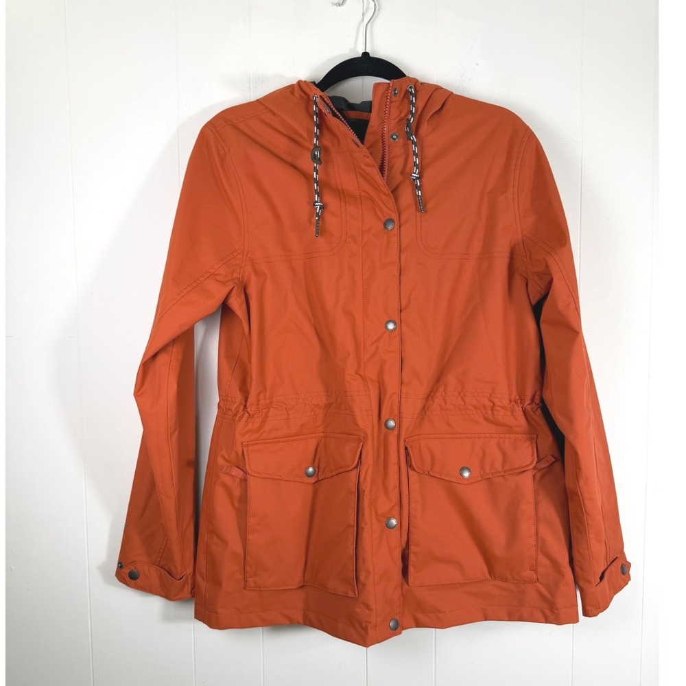 Eddie Bauer Charly Hooded Rain Jacket Burnt Orange Weatheredge Womens Medium